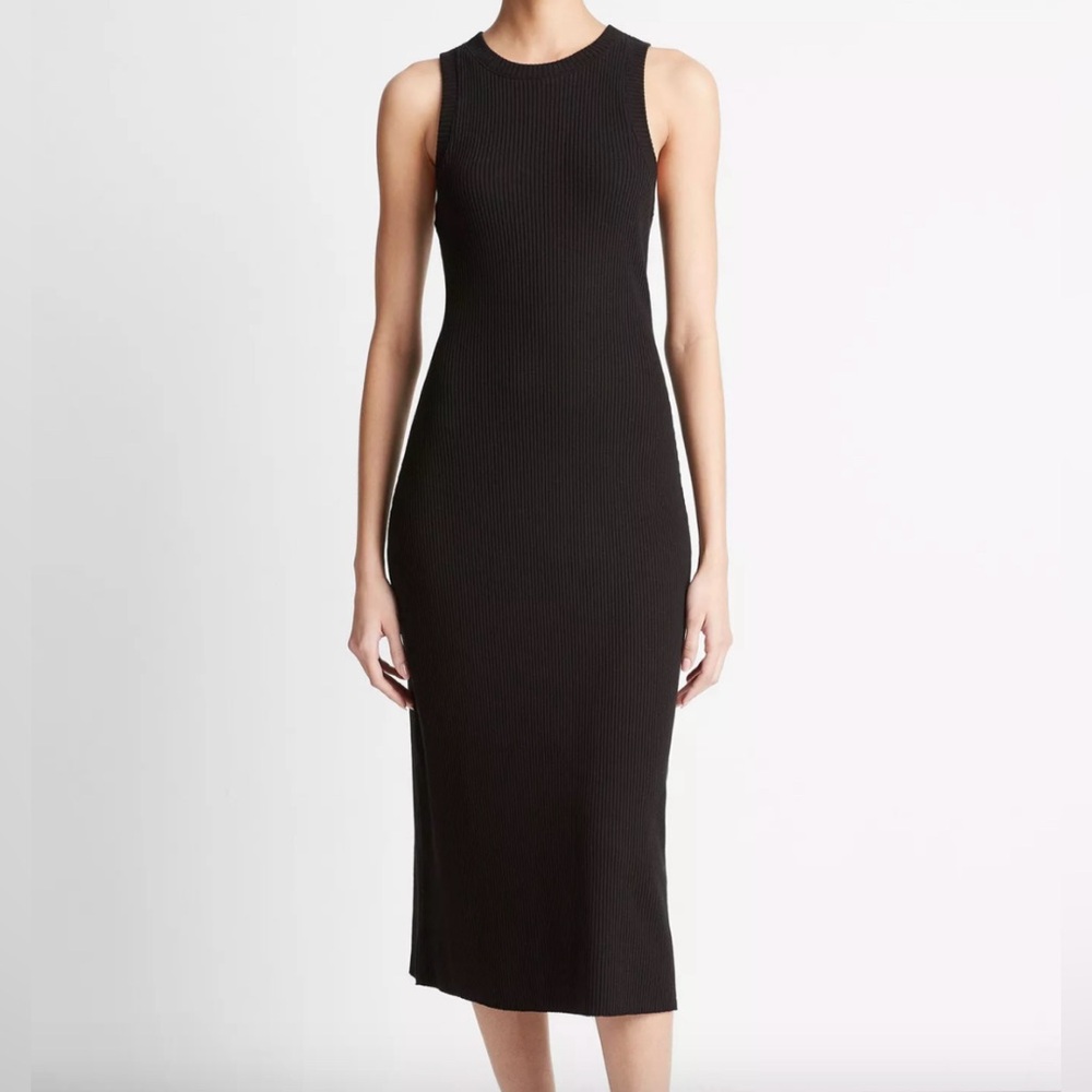 VINCE Women's Ribbed High-Neck Tank Dress